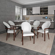 Opaline Dining Chair in Velvet or Leather Upholstery with Rubberwood Frame with Gold Accents White Velvet Dining Chair Leisuremod