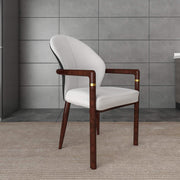 Opaline Dining Chair in Velvet or Leather Upholstery with Rubberwood Frame with Gold Accents White Velvet Dining Chair Leisuremod