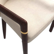Opaline Dining Chair in Velvet or Leather Upholstery with Rubberwood Frame with Gold Accents Taupe Velvet Dining Chair Leisuremod