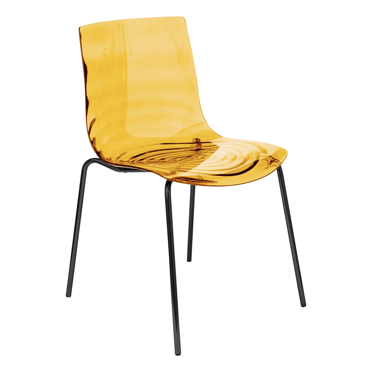 Astor Dining Chair Modern ABS Plastic Side Chair with Stainless-Steel Legs Orange Black Dining Chair Leisuremod