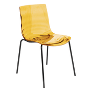 Astor Dining Chair Modern ABS Plastic Side Chair with Stainless-Steel Legs Orange Black Dining Chair Leisuremod