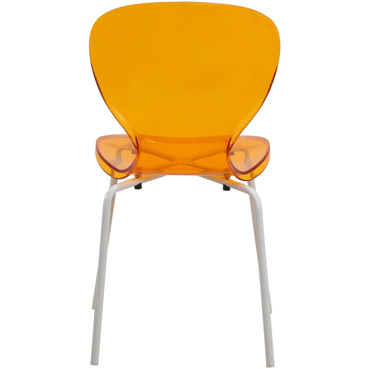 Oyster Modern Stackable Dining Side Chair with Chrome/White/Black Stainless Steel Legs White Transparent Orange Dining Chair Leisuremod