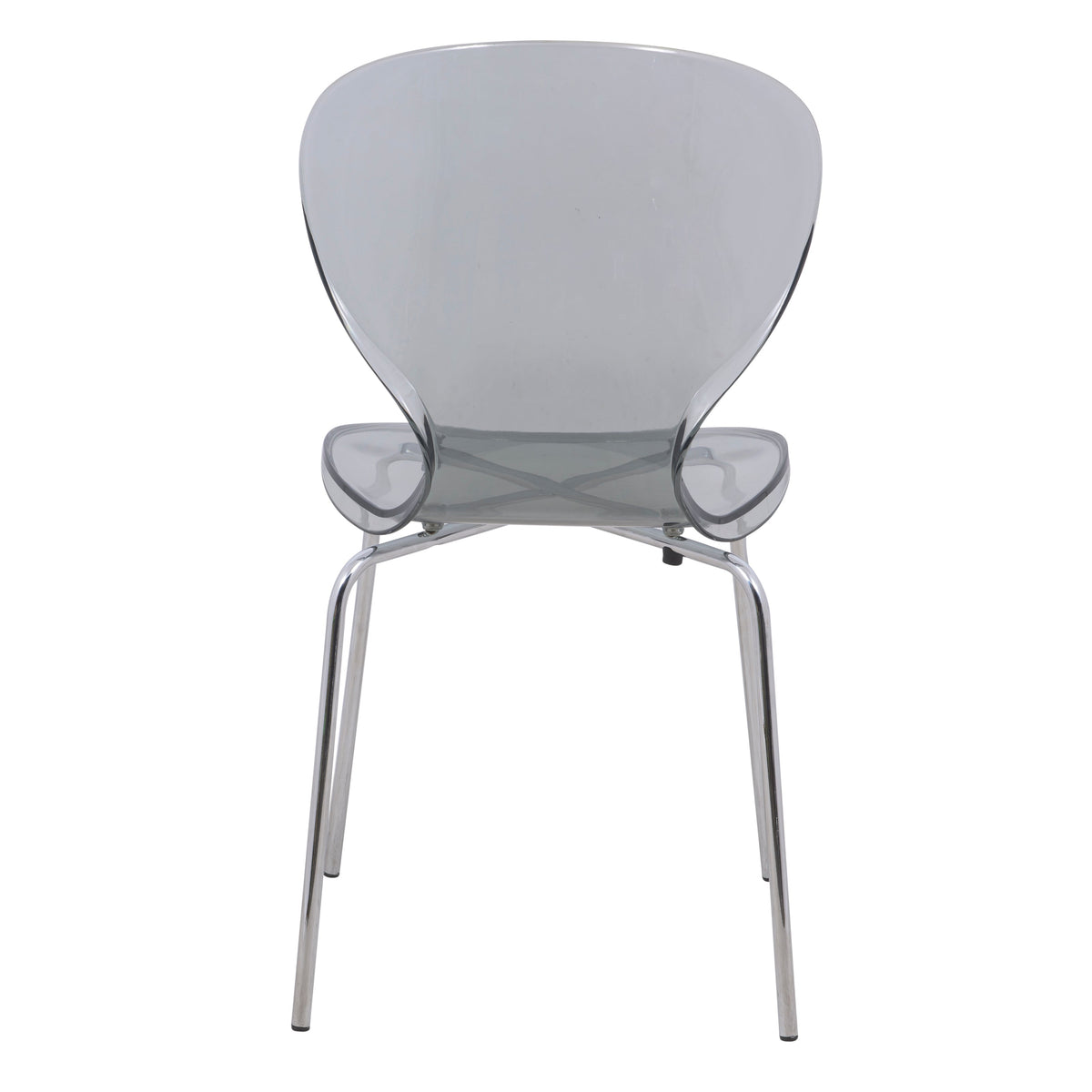 Oyster Modern Stackable Dining Side Chair with Chrome/White/Black Stainless Steel Legs Silver Transparent Black Dining Chair Leisuremod