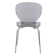 Oyster Modern Stackable Dining Side Chair with Chrome/White/Black Stainless Steel Legs Silver Transparent Black Dining Chair Leisuremod