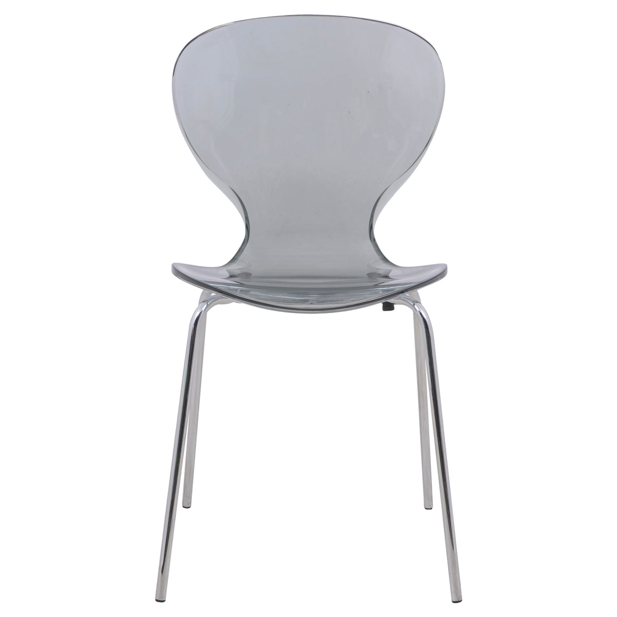 Oyster Modern Stackable Dining Side Chair with Chrome/White/Black Stainless Steel Legs Silver Transparent Black Dining Chair Leisuremod