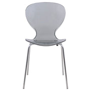Oyster Modern Stackable Dining Side Chair with Chrome/White/Black Stainless Steel Legs Silver Transparent Black Dining Chair Leisuremod