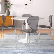 Oyster Modern Stackable Dining Side Chair with Chrome/White/Black Stainless Steel Legs Silver Transparent Black Dining Chair Leisuremod
