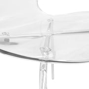 Oyster Modern Stackable Dining Side Chair with Chrome/White/Black Stainless Steel Legs Silver Clear Dining Chair Leisuremod