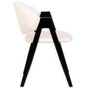 Savor Dining Chair in Leather/Polyester with Curved and Open-Back Design Grey Dining Chair Leisuremod