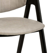 Savor Dining Chair in Leather/Polyester with Curved and Open-Back Design Taupe Dining Chair Leisuremod