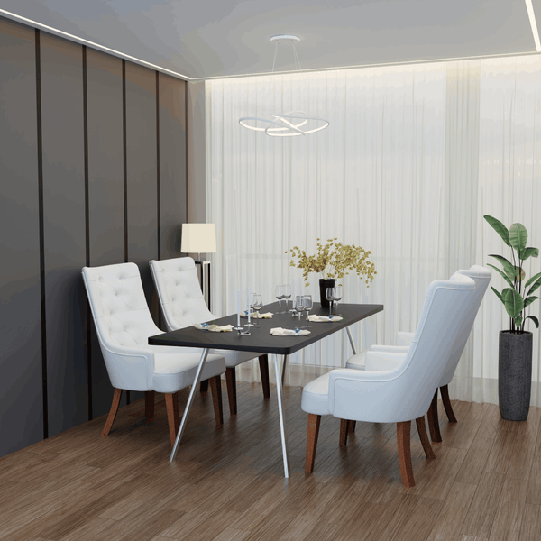 Spruce Dining Chair in Leather/Velvet with Diamond-Tufted Design and Rubberwood Legs