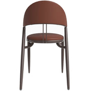 Venice Dining Chair Upholstered Leather in Iron With an Open Curved Back Design Dark Brown Dining Chair Leisuremod