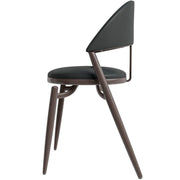 Venice Dining Chair Upholstered Leather in Iron With an Open Curved Back Design Black Dining Chair Leisuremod