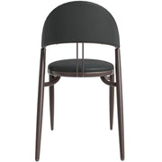 Venice Dining Chair Upholstered Leather in Iron With an Open Curved Back Design Black Dining Chair Leisuremod
