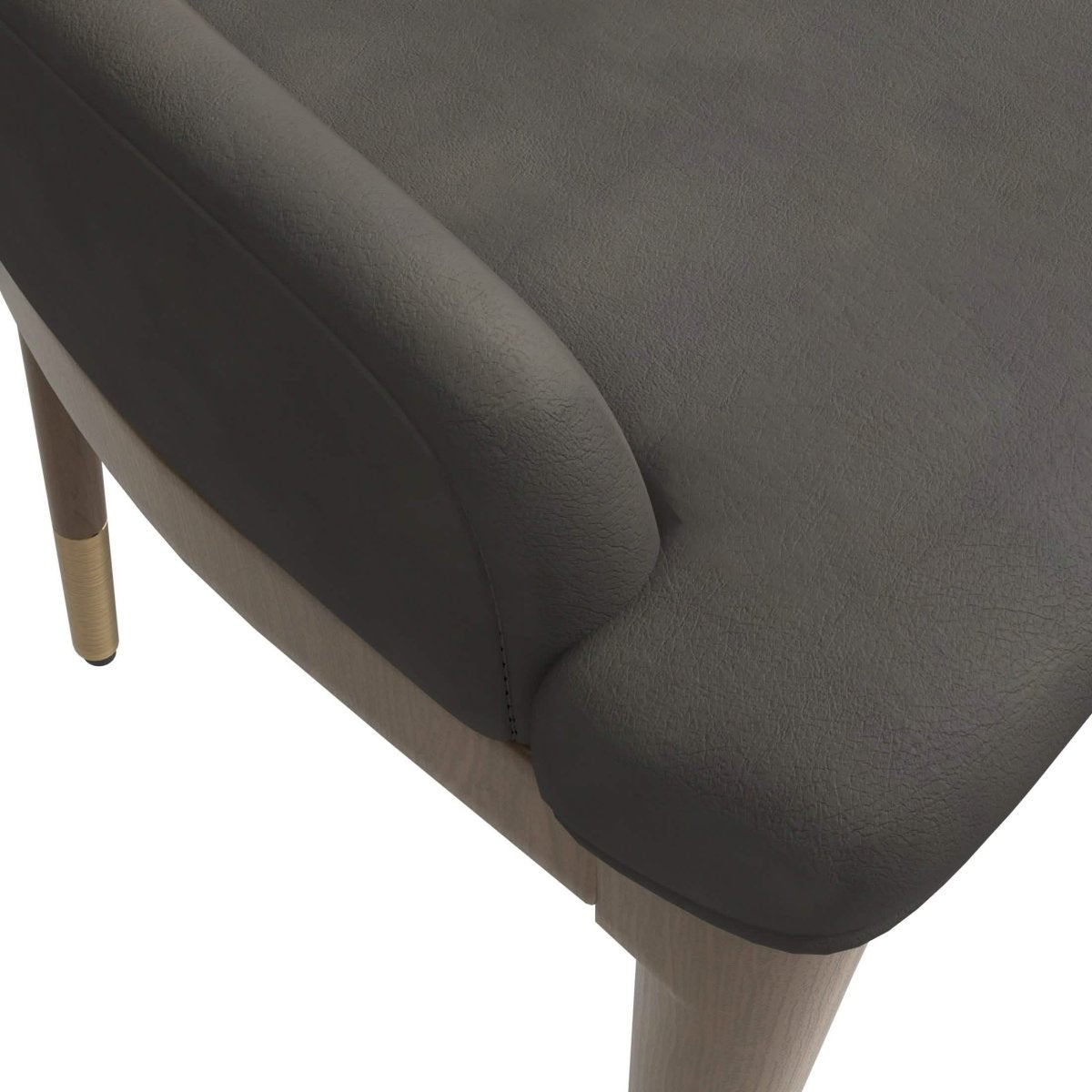 Viva Dining Side Chair Upholstered in Leather with Brown Rubberwood Legs Mocha Brown Dining Chair Leisuremod