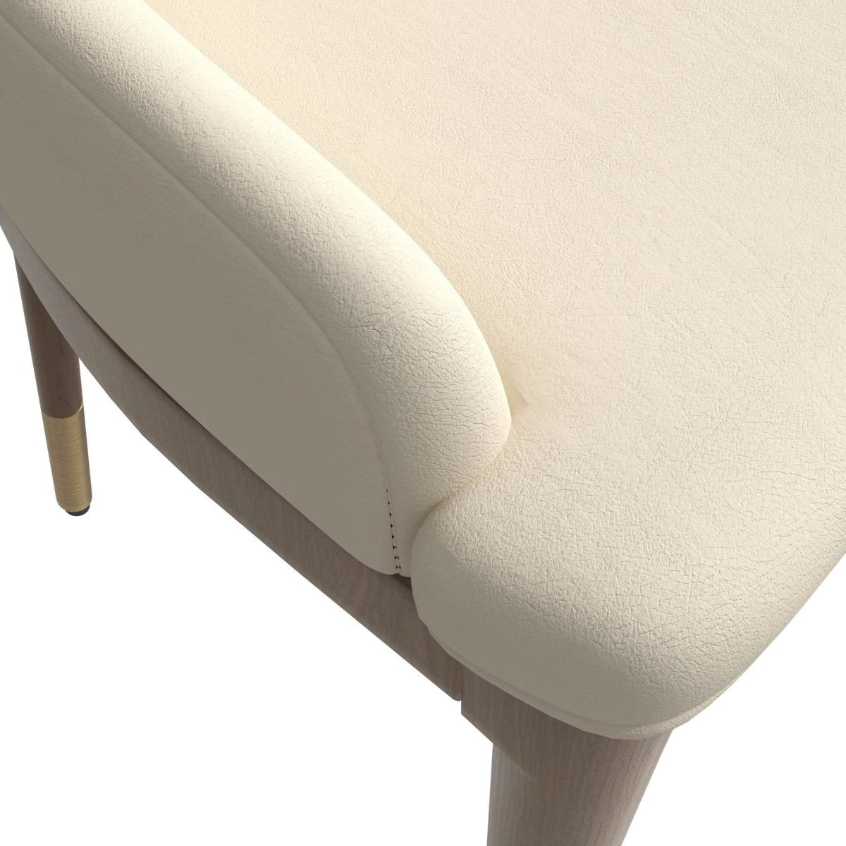 Viva Dining Side Chair Upholstered in Leather with Brown Rubberwood Legs Light Taupe Dining Chair Leisuremod