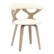 Klyne Modern Wooden Dining Chair Upholstered in Leather With Walnut Color Frame Washed Walnut White Dining Chair Leisuremod