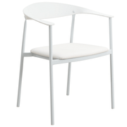 Kora Dining Chair Upholstered in Leather with Stainless Steel Frame and Legs White Dining Chair Leisuremod