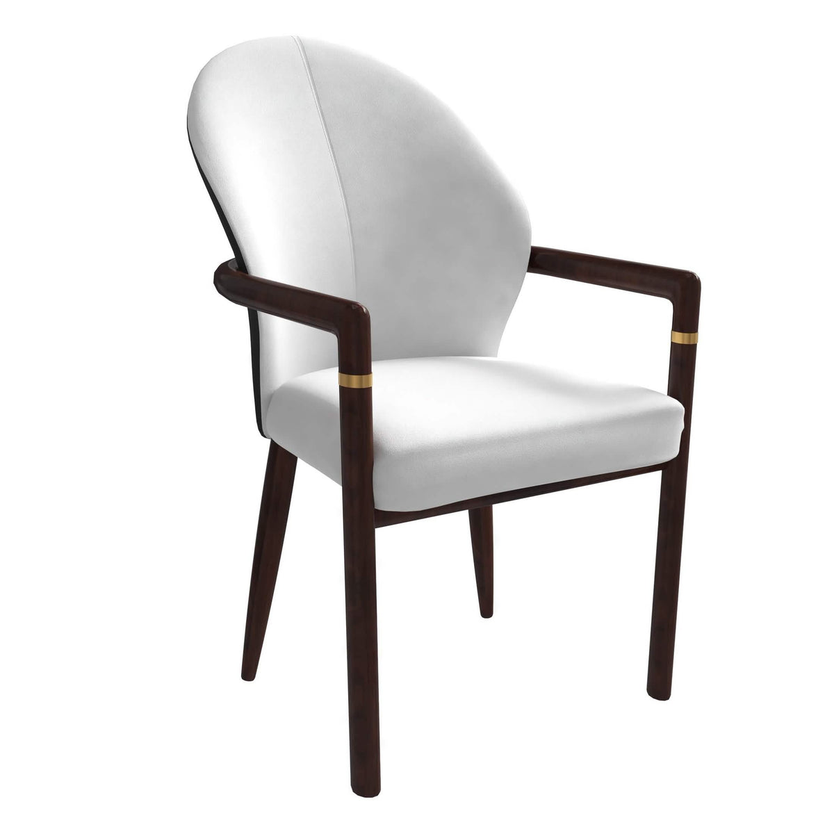 Opaline Dining Chair in Velvet or Leather Upholstery with Rubberwood Frame with Gold Accents White Velvet Dining Chair Leisuremod