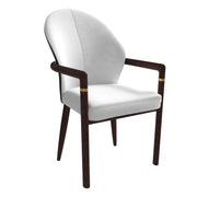 Opaline Dining Chair in Velvet or Leather Upholstery with Rubberwood Frame with Gold Accents White Velvet Dining Chair Leisuremod