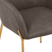 Zaire Upholsters Dining Chair in Velvet/Leather/Boucle with Gold Chrome Iron Fabric Charcoal Dining Chair Leisuremod