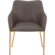 Zaire Upholsters Dining Chair in Velvet/Leather/Boucle with Gold Chrome Iron Fabric Charcoal Dining Chair Leisuremod