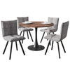 Bristol 5-Piece Dining Set with 36" Round Dining Table with Cognac Brown MDF Top and Black Base 4 Leather Dining Chairs