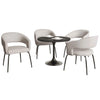 Verve 5-Piece Dining Set with 36" Round Dining Table in Black MDF Top and 4 Dining Chairs Upholstered in Velvet/Leather