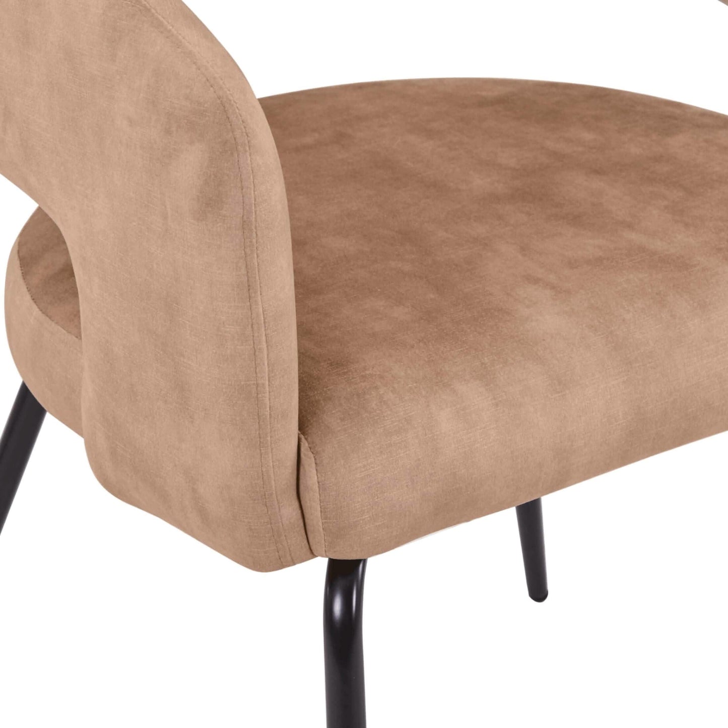 Verve 5-Piece Dining Set with 36" Round Dining Table in Black MDF Top and 4 Dining Chairs Upholstered in Velvet/Leather - Elax Furniture