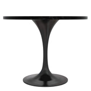 Verve 5-Piece Dining Set with 36" Round Dining Table in Black MDF Top and 4 Dining Chairs Upholstered in Velvet/Leather - Elax Furniture