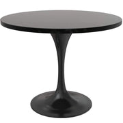 Verve 5-Piece Dining Set with 36" Round Dining Table in Black MDF Top and 4 Dining Chairs Upholstered in Velvet/Leather - Elax Furniture