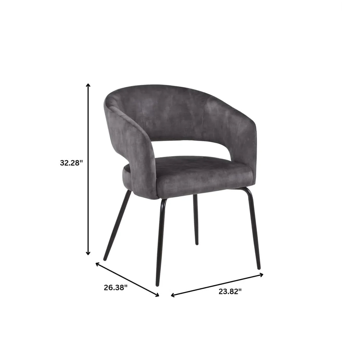 Verve 5-Piece Dining Set with 36" Round Dining Table in Black MDF Top and 4 Dining Chairs Upholstered in Velvet/Leather - Elax Furniture