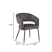 Verve 5-Piece Dining Set with 36" Round Dining Table in Black MDF Top and 4 Dining Chairs Upholstered in Velvet/Leather - Elax Furniture