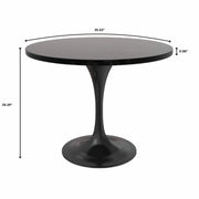Verve 5-Piece Dining Set with 36" Round Dining Table in Black MDF Top and 4 Dining Chairs Upholstered in Velvet/Leather - Elax Furniture