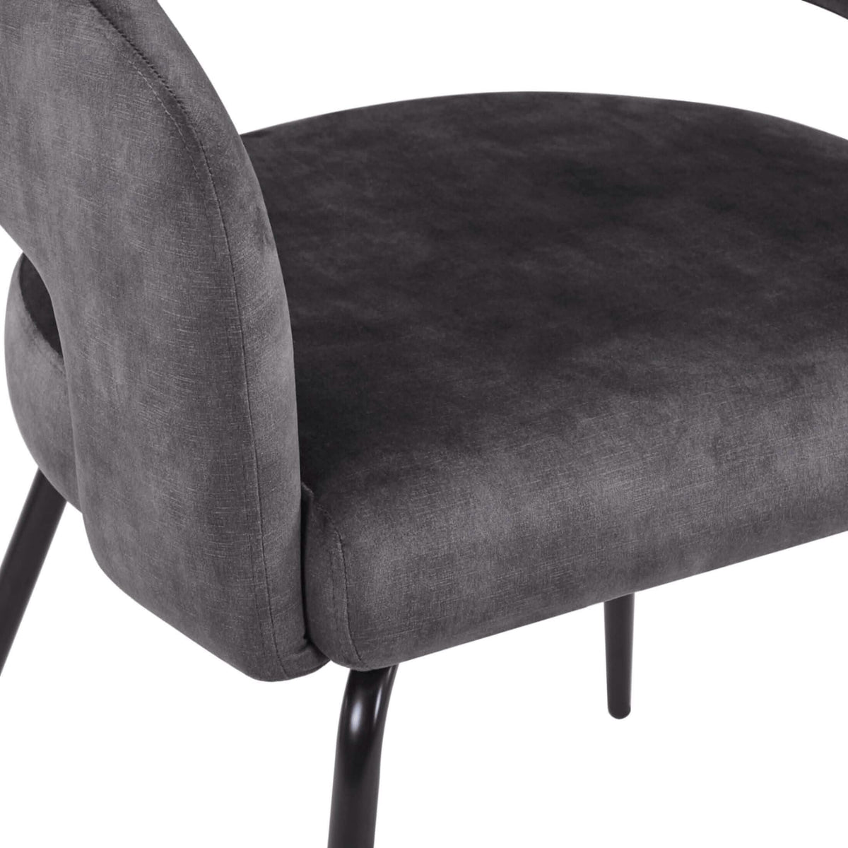Verve 5-Piece Dining Set with 36" Round Dining Table in Black MDF Top and 4 Dining Chairs Upholstered in Velvet/Leather - Elax Furniture