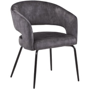 Verve 5-Piece Dining Set with 36" Round Dining Table in Black MDF Top and 4 Dining Chairs Upholstered in Velvet/Leather - Elax Furniture
