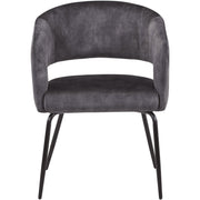 Verve 5-Piece Dining Set with 36" Round Dining Table in Black MDF Top and 4 Dining Chairs Upholstered in Velvet/Leather - Elax Furniture