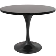 Verve 5-Piece Dining Set with 36" Round Dining Table in Black MDF Top and 4 Dining Chairs Upholstered in Velvet/Leather - Elax Furniture