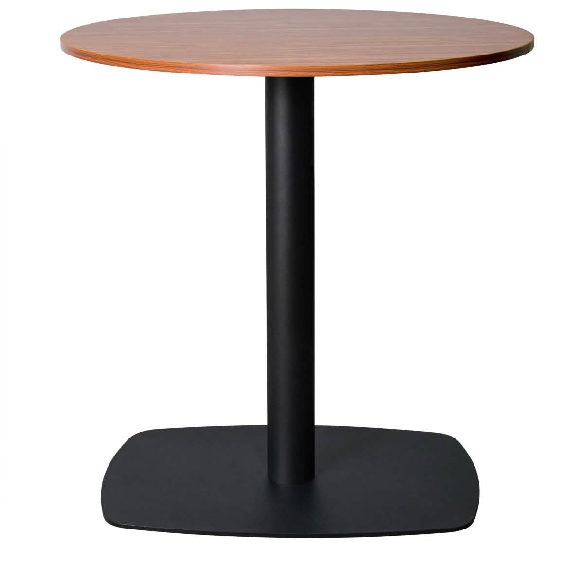 Vail Collection Dining Table Black Rectangle Base With 27"/36" Round Dark Brown MDF Wood/Sintered Stone Top 27 Inches Cognac Brown Wood Dining Table Leisuremod