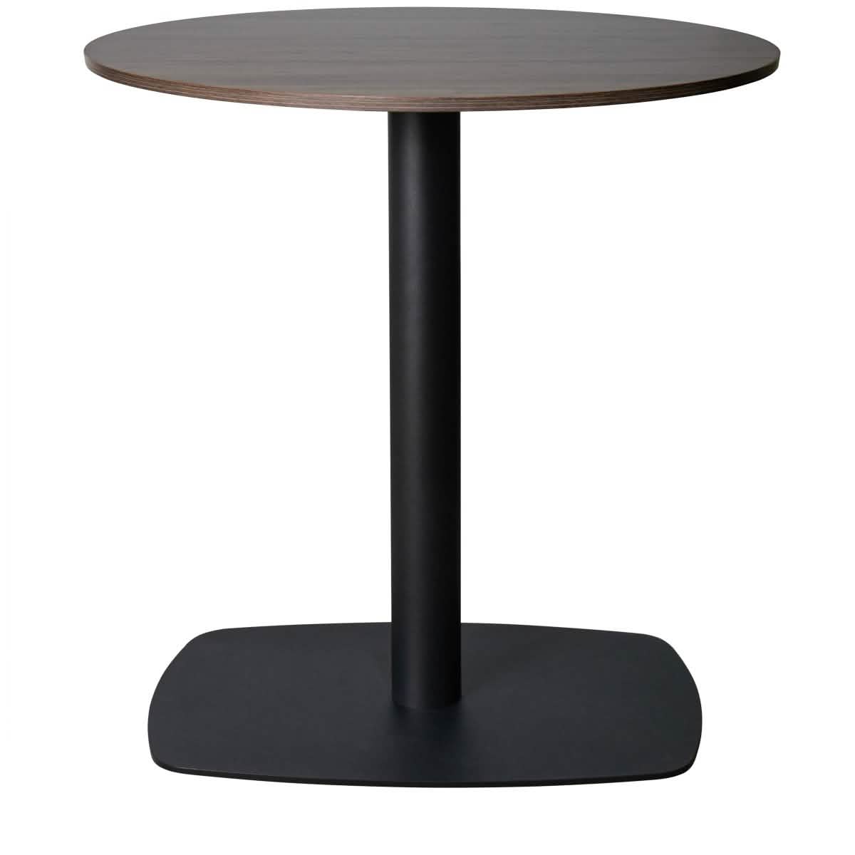 Vail Collection Dining Table Black Rectangle Base With 27"/36" Round Dark Brown MDF Wood/Sintered Stone Top 36 Inches Dark Brown Wood Dining Table Leisuremod