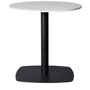 Vail Collection Dining Table Black Rectangle Base With 27"/36" Round Dark Brown MDF Wood/Sintered Stone Top 36 Inches Light Wood Brown Wood Dining Table Leisuremod