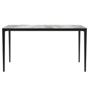 Avo Rectangular Dining Table with Sintered Stone/Glass Tabletop in Black Aluminum Base Stone Dining Table Leisuremod