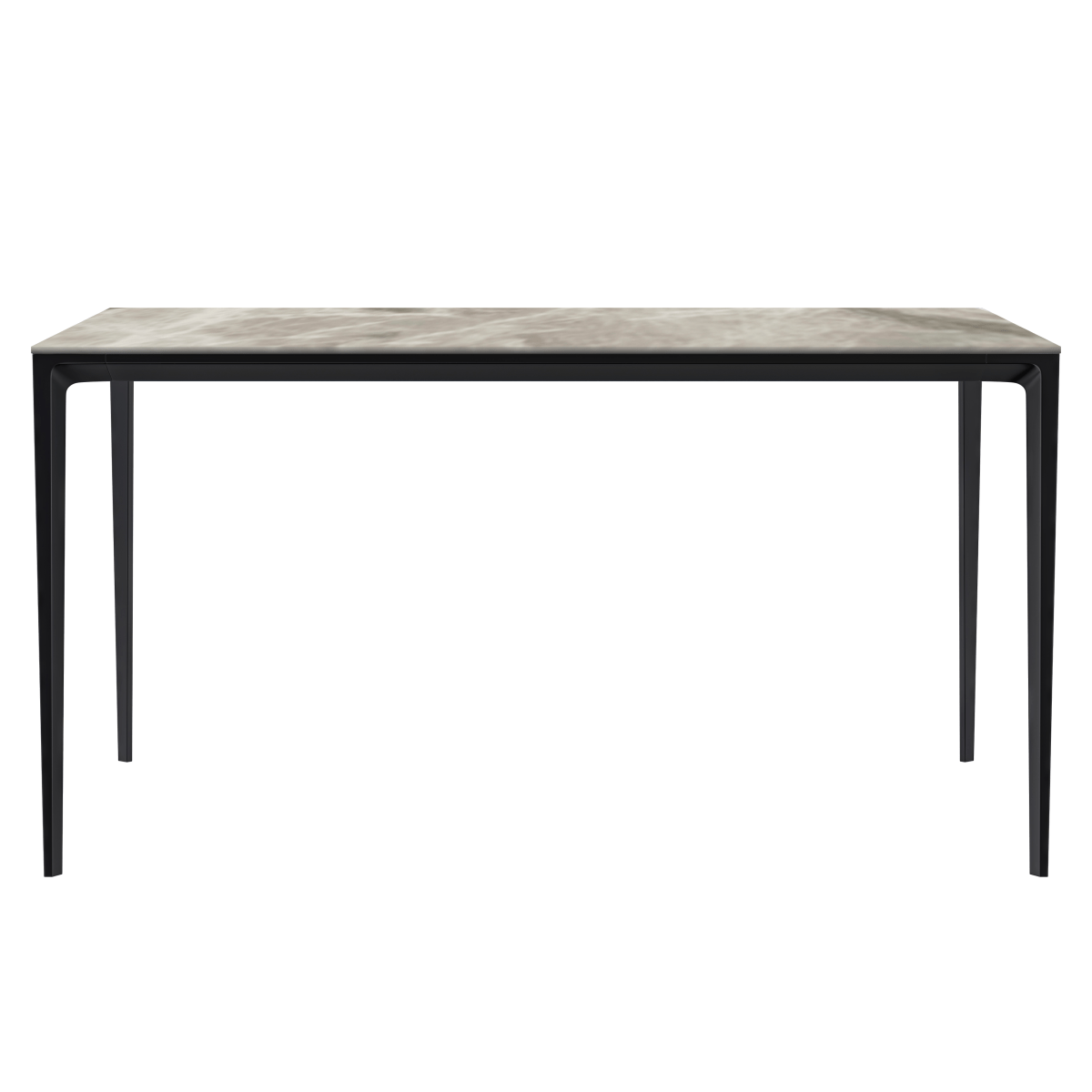 Avo Rectangular Dining Table with Sintered Stone/Glass Tabletop in Black Aluminum Base Stone 55 Inches Wide Deep Grey Dining Table Leisuremod