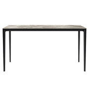 Avo Rectangular Dining Table with Sintered Stone/Glass Tabletop in Black Aluminum Base Stone 55 Inches Wide Deep Grey Dining Table Leisuremod