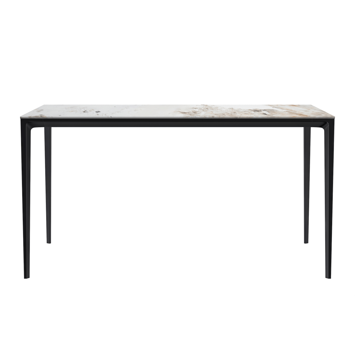 Avo Rectangular Dining Table with Sintered Stone/Glass Tabletop in Black Aluminum Base Glass Clear Dining Table Leisuremod