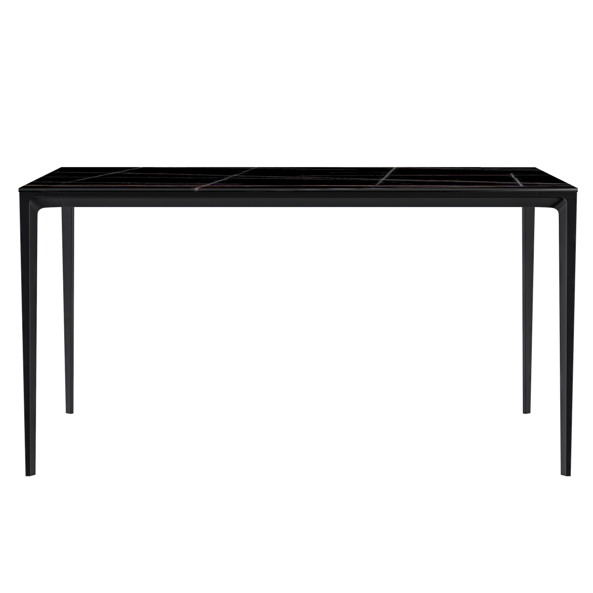 Avo Rectangular Dining Table with Sintered Stone/Glass Tabletop in Black Aluminum Base Dining Table Leisuremod