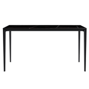 Avo Rectangular Dining Table with Sintered Stone/Glass Tabletop in Black Aluminum Base Dining Table Leisuremod