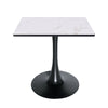 Bristol Square Dining Table with Marble White MDF Top and Steel Pedestal Base