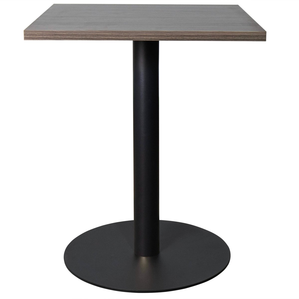Vail Collection Dining Table Black/Gold Round Base With 24" Square Black MDF Top Black Dark Brown Dining Table Leisuremod