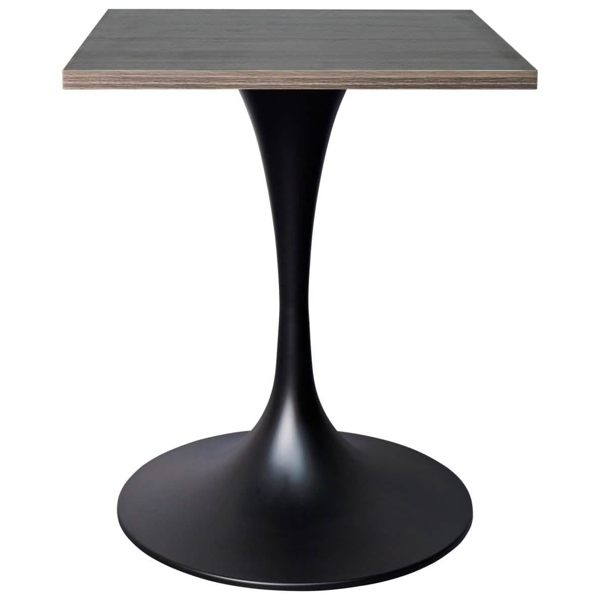 Verve Collection 24"Square Dining Table, Black/White/Brushed Gold Base with MDF Top 27 Inch Black Dark Maple Wood Dining Table Leisuremod